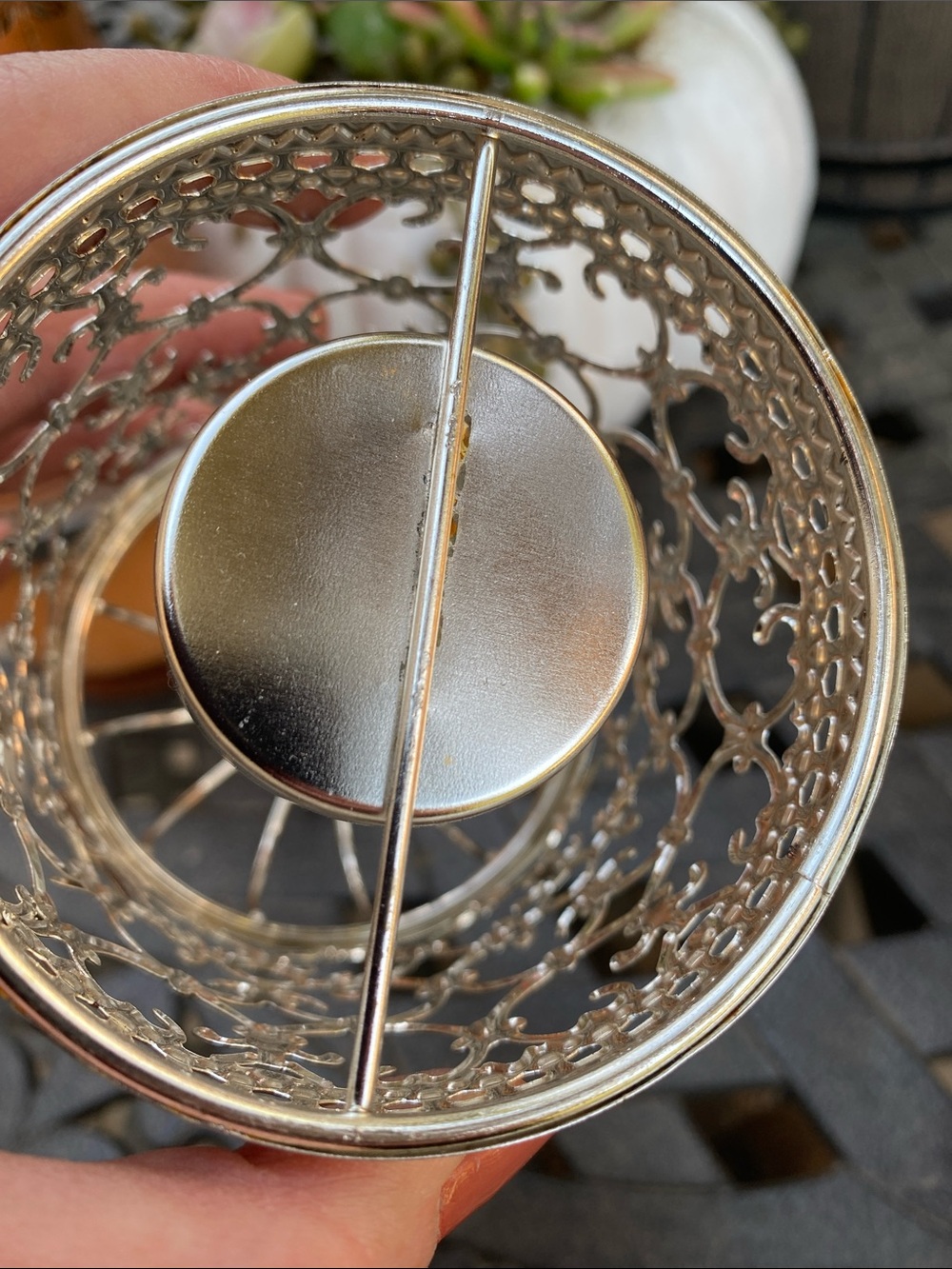 Silver Filigree Lantern Pair with Dome Tops - Picture 6 of 7
